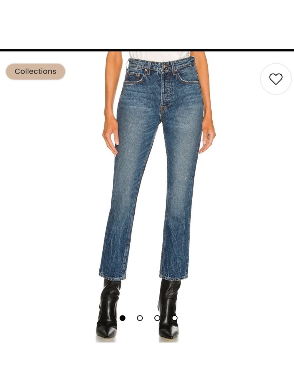 GRLFRND Mid-Rise Straight Leg Jeans - Blue Wash